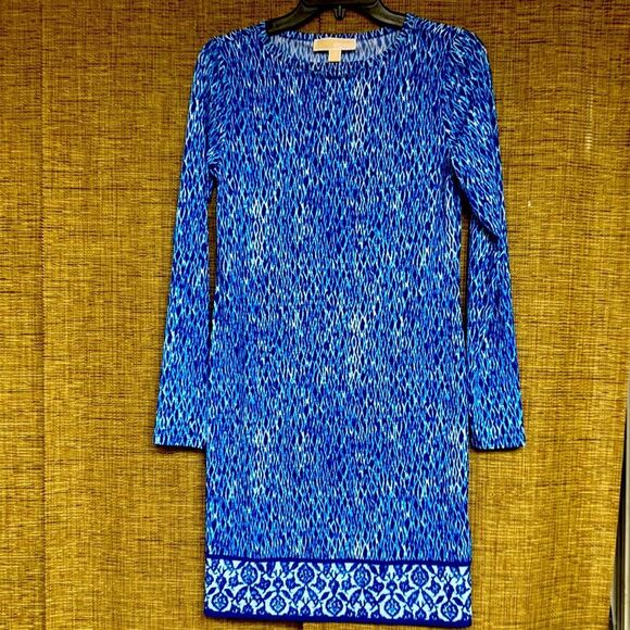 Michael Kors white and blue print mini dress - Picture 1 of 6